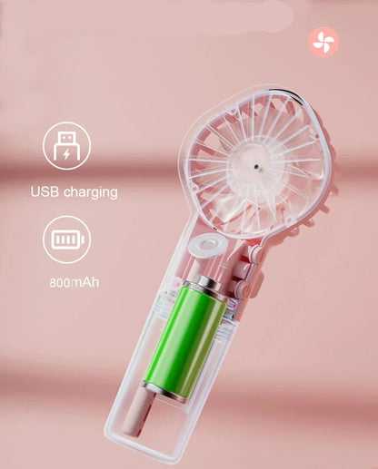Ventilateur Brumisateur Portable – Mini Ventilateur Rafraîchissant à Main avec Réservoir d'Eau, Rechargeable USB