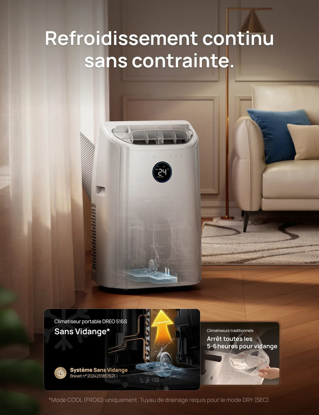 Climatiseur Portable Intelligent Dreo 516S – Le confort absolu, maîtrisé.