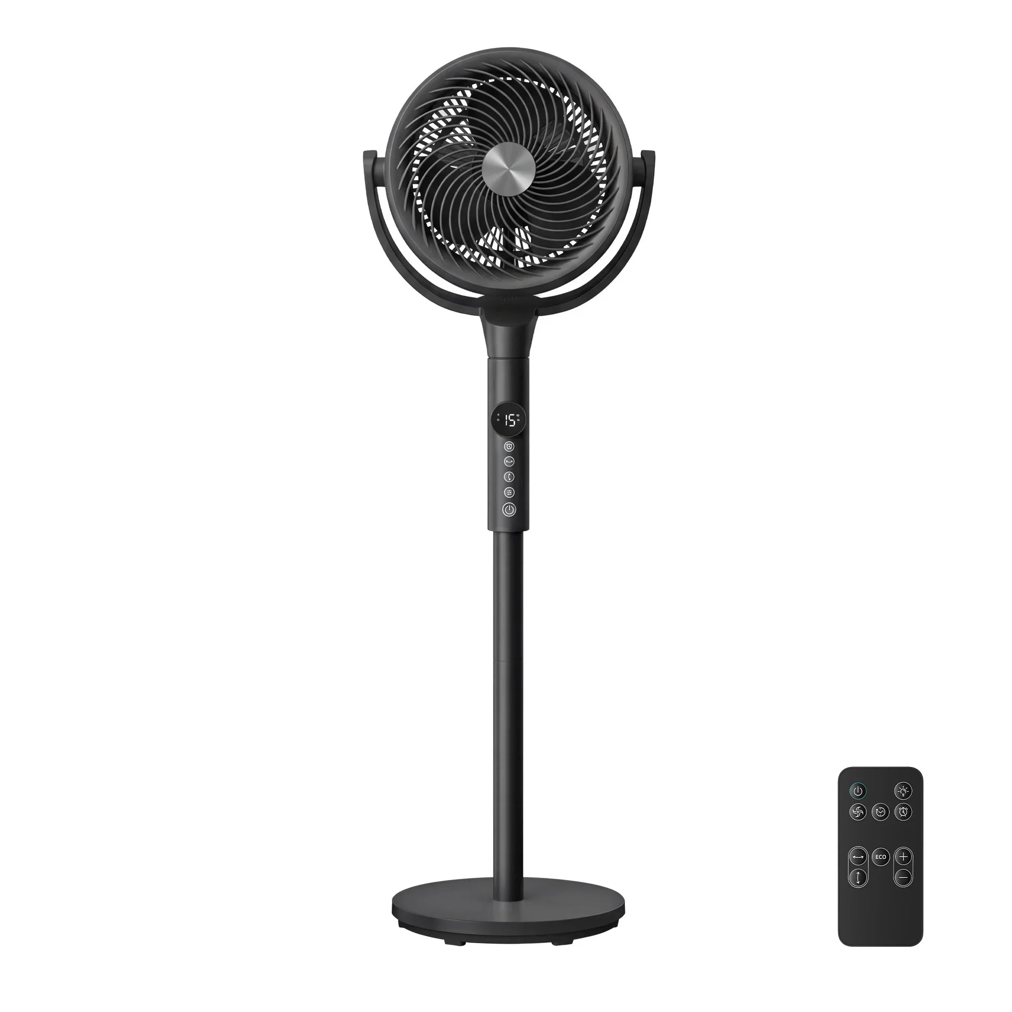Ventilateur sur Pied Silencieux 20 dB, avec Télécommande, Circulateur d’Air Puissant, Oscillation 120°+135°, 15 Vitesses, Minuterie 15 h, 3 Modes, Hauteur Réglable, Blanc Nuage