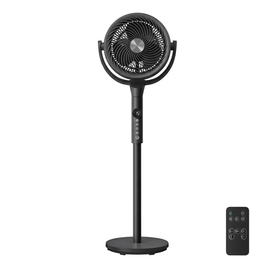 Ventilateur sur Pied Silencieux 20 dB, avec Télécommande, Circulateur d’Air Puissant, Oscillation 120°+135°, 15 Vitesses, Minuterie 15 h, 3 Modes, Hauteur Réglable, Blanc Nuage
