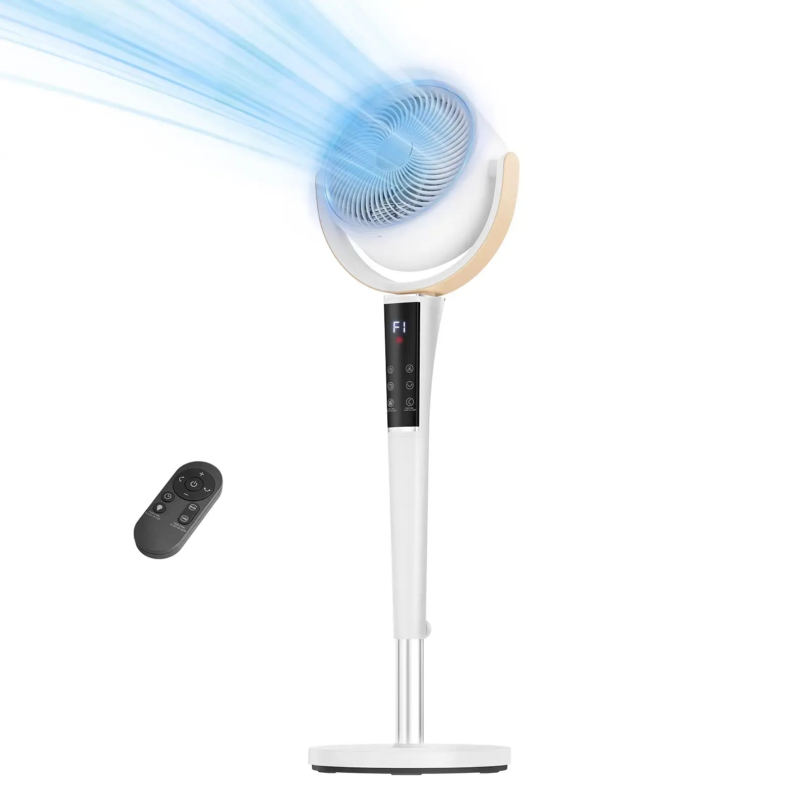 Fan for Bedroom, 120° Oscillating Standing Fan, DC Motor Quiet Floor Fan