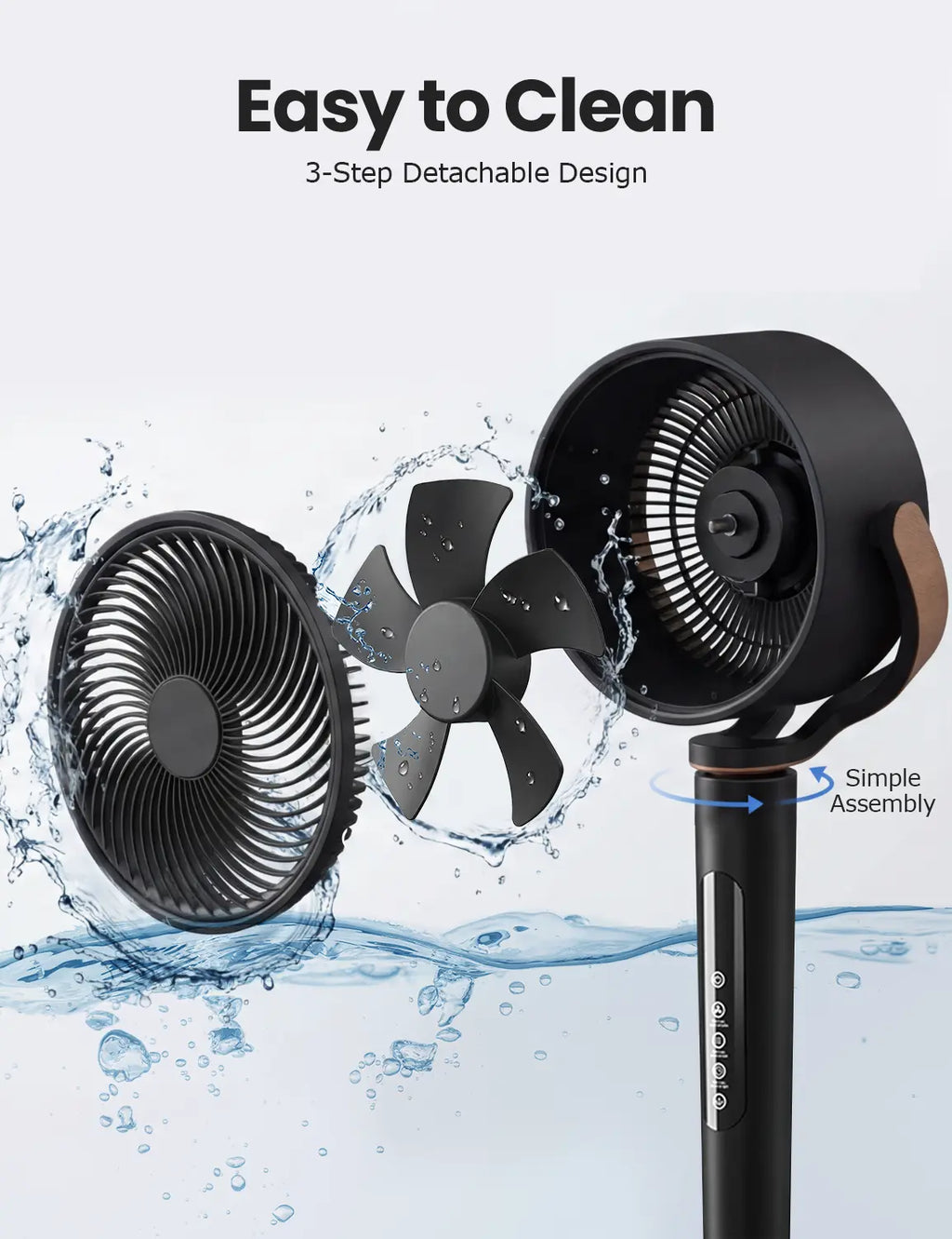 Fan for Bedroom, 120° Oscillating Standing Fan, DC Motor Quiet Floor Fan